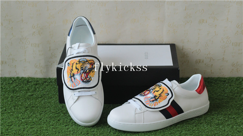 GC Ace Embroidered Sneaker White Tiger Pattern